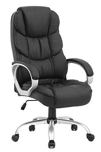 Ergonomic Office Chair Desk Chair Computer Chair with Lumbar Support Arms Executive Rolling Swivel PU Leather Task Chair for Women Adults, Black
