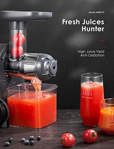 Juicer, Aicok Slow Masticating Juicer with Quiet Motor Juicer, Aicok Sluggish Masticating Juicer with Quiet Motor, Improve Filter Juice Machine for Excessive Nutrient Juice, Chilly Press Juicer with Recipes, Straightforward to Clear, Secure Lock, Secure Chute, Reserve Perform.