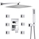 Luxury Bathroom 12 Inch Rainfall Shower Head System All Metal Complete Kit, Polished Chrome
