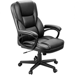 Furmax Office Exectuive Chair High Back Adjustable Managerial Home Desk Chair,Swivel Computer PU Leather Chair with Lumbar Support (Black)