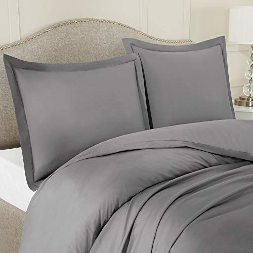 Nestl Bedding Duvet Cover 3 Piece Set – Ultra Soft Nestl Bedding Cover Cowl Three Piece Set – Extremely Gentle Double Brushed Microfiber Lodge Assortment – Comforter Cowl with Button Closure and a couple of Pillow Shams, Grey - Queen 90"x90".