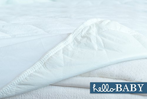 Hello Baby, Waterproof Crib Mattress Sheet - White Ultra Soft Howdy Child Waterproof Crib Mattress Sheet - White Extremely Gentle Quilted Bamboo Terry Pillow-High Fitted Cowl for Boys and Women - Padded Breathable Liner for Customary Measurement Nursery Cribs and Toddler Beds.