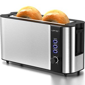 Long Slot Toaster, 2 Slice Toaster Best Rated Prime with Warming Rack, 1.7'' Extra Wide Slots Stainless Steel Bread Toasters, 6 Bread Shade Settings, Defrost/Reheat/Cancel Function, Removable Crumb Tray, 1000W, Silver