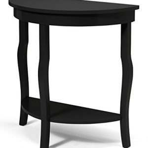 Kate and Laurel Lillian Wood Half Moon Console Table Curved Legs with Shelf, Black