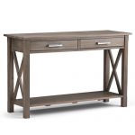 Simpli Home Kitchener SOLID WOOD 47 inch Wide Contemporary Modern Console Sofa Entryway Table in Distressed Grey with Storage, 2 Drawers and 1 Shelf, for the Living Room, Entryway and Bedroom