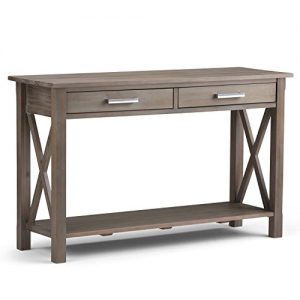 Simpli Home Kitchener SOLID WOOD 47 inch Wide Contemporary Modern Console Sofa Entryway Table in Distressed Grey with Storage, 2 Drawers and 1 Shelf, for the Living Room, Entryway and Bedroom