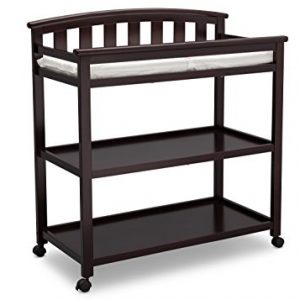 Delta Children Arch Top Changing Table with Wheels and Changing Pad, Dark Chocolate
