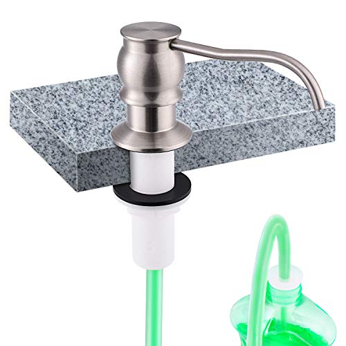 SAMODRA Soap/Lotion Dispenser for Kitchen Sink, Brass Pump Brushed Nickel Finish Built in Design with 39” Extension Tube Directly to Soap Bottle, No More Messy Refills(No Bottle)