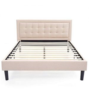 Classic Brands Mornington Queen Upholstered Headboard and Bed Frame, Linen