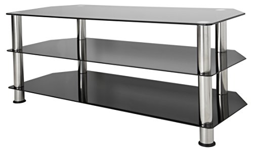 AVF SDC1140-A TV Stand for Up to 55-Inch TVs, Black Glass, Chrome Legs