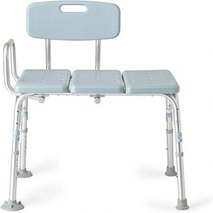 Medline Tub Transfer Bench With Microban Antimicrobial Protection, for Use as A Shower Bench or Bath Seat, Blue