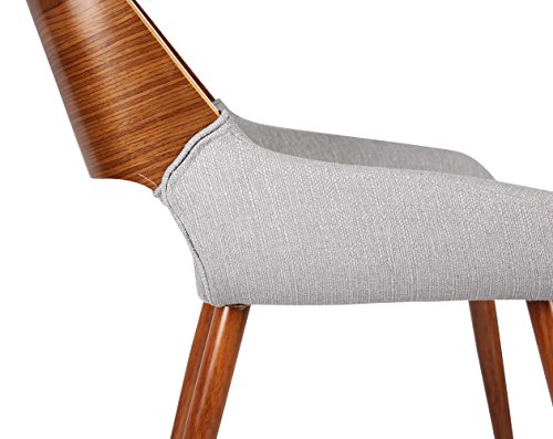 Armen Living Panda Dining Chair - Grey Fabric, Walnut Finish 🐼✨ As a delighted owner of the Armen Living Panda Dining Chair, I can confidently say it's more than just a piece of furniture; it's a statement of mid-century modern elegance. Crafted with precision, this chair seamlessly blends into any design, making it the perfect centerpiece for my dining area. The thick semi-firm cushion provides all-day comfort, and the medium-high open back ensures excellent support. The walnut accent along the chair's exterior adds a unique touch that catches the eye and complements any living space. Armen Living Panda Dining Chair is designed to be versatile, making it an excellent choice for various settings. Whether gracing your kitchen, dining room, living office space, or even a commercial environment, this chair adds a touch of mid-century modern and modern flair.