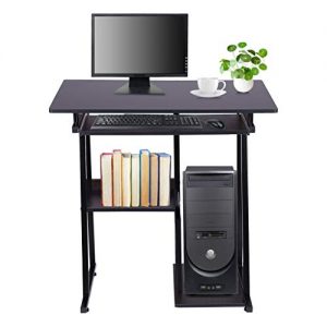 shamoluotuo Efficient Home Laptop Notebook Computer Desk with Bookshelf Pullout Keyboard Tray and CPU Holder PC Laptop Study Writing Table Workstation Desk for Home Office Gaming Desk (Black, 31.5)