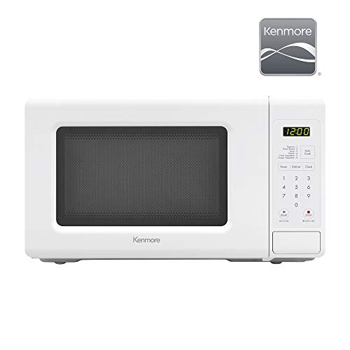 Kenmore 70722 0.7 cu. ft Compact 700 Watts 10 Power Settings, 6 Heating Presets, Removable Turntable, ADA Compliant Small Countertop Microwave, White