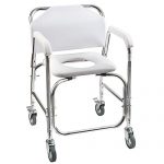 DMI Rolling Shower and Commode Transport Chair with Wheels and Padded Seat for Handicap, Elderly, Injured and Disabled, 250 lb Weight Capacity