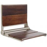 Lifeline Walnut Folding Shower Seat - Wall Mounted Wood Bench/Bathroom Safety & Mobility Aid/Easy to Fold Down/Seniors & Disabled/ADA Compliant/304 Stainless Steel/Stainless Steel Frame/18 x 16 inch