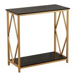 GHQME Industrial Console Table,Sofa Table with Storage Shelf,Side Table and Entryway Table,Living Room,Hallway,Entryway,Easy Assembly and Metal Frame (30.7" x 13.7" x 29.9", Diamond Shaped-Black)