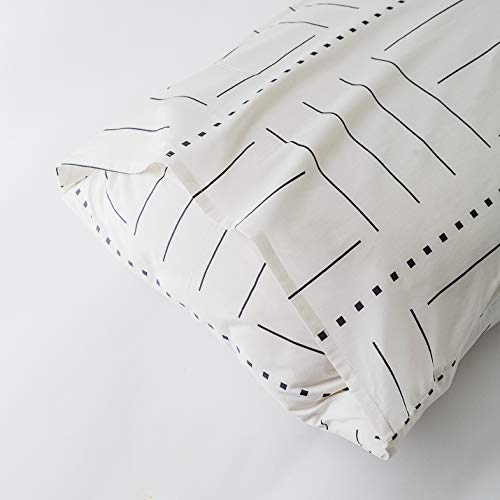 SUSYBAO 3 Piece Duvet Cover Set 100% Natural Cotton King Size SUSYBAO three Piece Quilt Cowl Set 100% Pure Cotton King Measurement Black and White Striped Bedding Set with Zipper Ties 1 Summary Geometric Quilt Cowl 2 Pillowcases Luxurious High quality Tender Snug.