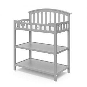 Graco Changing Table with Water-Resistant Change Pad and Safety Strap, Pebble Gray, Multi Storage Nursery Changing Table for Infants or Babies