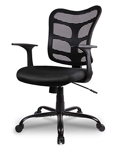 Smugdesk 0581F Ergonomic Office Mesh Computer Desk Swivel Task Chair with Armrests and Lumbar Support, Black