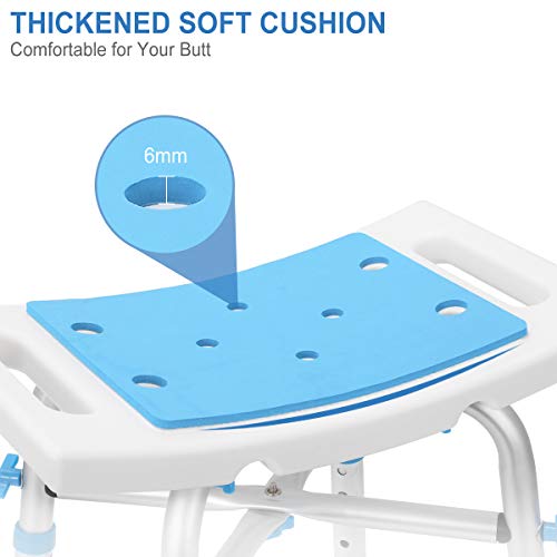 2020 Upgraded Heavy Duty Shower Stool 550lbs Bath Seat Chair 2020 Upgraded Heavy Duty Shower Stool 550lbs Bath Seat Chair, Tool-Free Assembly Height Adjustable Bath Bench w/Paded Seat and Assist Grab Bar for Seniors, Elderly, Disabled, Handicap and Injured.