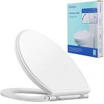 Hibbent Premium One Click Elongated Toilet Seat with Cover(Oval)- Easy Installation and Quick-Release for Easy Cleaning - Stable Hinge Design to prevent shifting - Soft Closed - White Color(Elongated)
