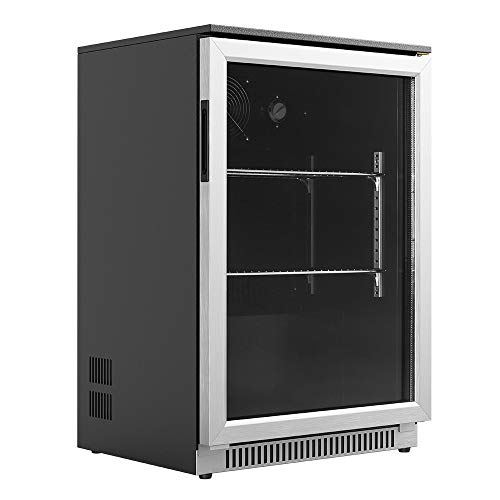 Advanics Frost Free Beverage Refrigerator and Cooler Advanics Frost Free Beverage Fridge and Cooler, 110 Can Mini Fridge with Led Lighting for Beer Soda or Wine, Small Drink Heart for Workplace or Bar, Stainless Metal &amp; Glass Door.
