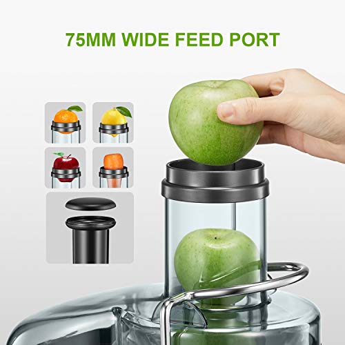 Juicer Machine, Aicok Juice Extractor, 800W Centrifugal Juicer Juicer Machine, Aicok Juice Extractor, 800W Centrifugal Juicer with three inch Large Mouth, Twin Pace Stainless Metal Juicer with Anti-drip Mouth, Non-slip toes, BPA Free.