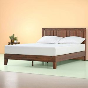 Zinus 12 Inch Deluxe Solid Wood Platform Bed with Headboard / No Box Spring Needed / Wood Slat Support / Antique Espresso Finish, Twin