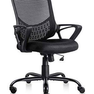 Ergonomic Office Desk Chair Adjustable Mesh Swivel Home Task Chairs with Padded Seat and Armrest Black