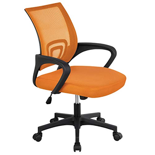 Topeakmart Mid Back Swivel Ergonomic Orange Mesh Office Chair, Lumbar Support Task Chairs for Workplace
