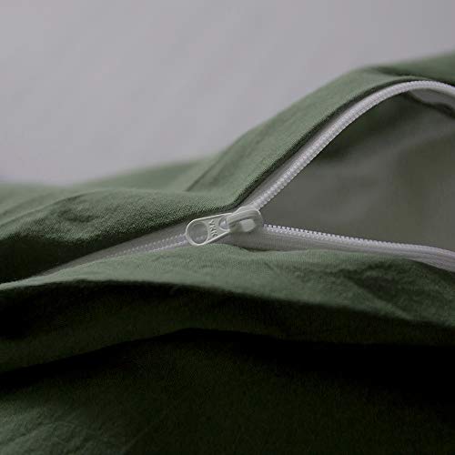 mixinni Luxury 3 Pieces Duvet Cover Set Queen Army Green mixinni Luxurious three Items Quilt Cowl Set Queen Military Inexperienced 100% Pure Washed Cotton 1 Quilt Cowl 2 Pillowcases Lodge High quality Extremely Tender with Zipper Ties for Males, Ladies, Boys and Ladies-Full/Queen.