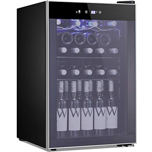Tavata Wine Cooler- Freestanding Single Zone Fridge and Cellar Chiller, Quiet Wine Refrigerator with UV Protection Glass Door，Compressor Refrigeration for Counter Top  (37 Bottles)