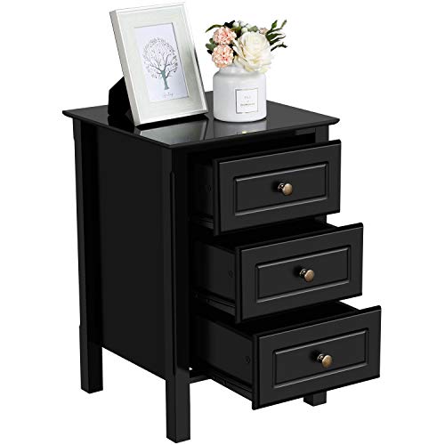 YAHEETECH Wood 3-Drawer Nightstand with Solid Pine Wood Legs Bundle Dimensions: 15.eight x 15.eight x 23.6 inches