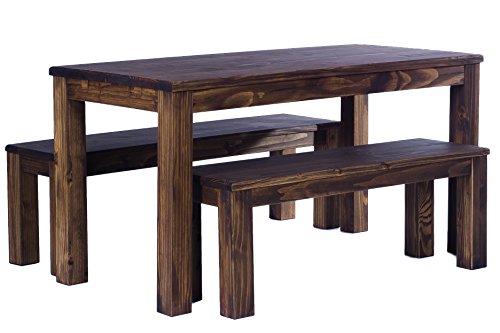 TableChamp Dining Room Table Rio 47 x 30 Oak Antique Solid Wood Pine Dark Brown Oiled Extension Extendable Rectangular