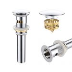 KOKOSIRI Brass Bathroom Sink Drain Faucet Vessel Vanity Sink Pop Up Drains Stopper with Overflow, Polished Chrome, C1001CH