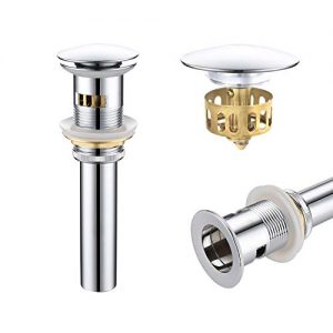 KOKOSIRI Brass Bathroom Sink Drain Faucet Vessel Vanity Sink Pop Up Drains Stopper with Overflow, Polished Chrome, C1001CH
