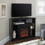 WE Furniture 44" Wood Corner Fireplace TV Stand - Black