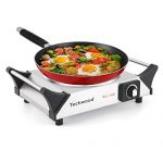Techwood Hot Plate Single Burner Electric Ceramic Infrared Portable Burner, 1200W with Adjustable Temperature, Stay Cool Handles, Non-Slip Rubber Feet, Stainless Steel Easy To Clean, Upgraded Version