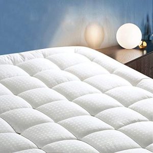 COTTONHOUSE Queen Size Cooling Mattress Topper Pad Cover, Cotton Top Pillow Top with Down Alternative Fill (8-21" Fitted Deep Pocket)