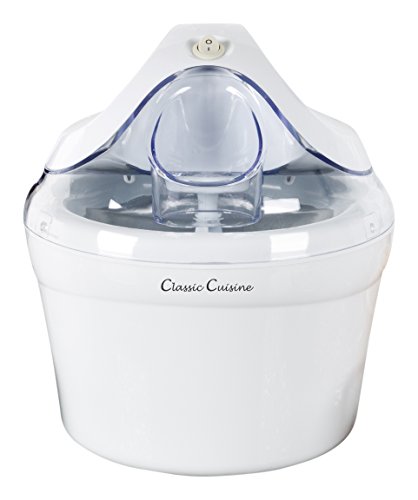 Ice Cream Maker- Also Makes Sorbet, Frozen Yogurt Dessert, 1 Quart Capacity Machine with Included Easy To Make Recipes by Classic Cuisine - White