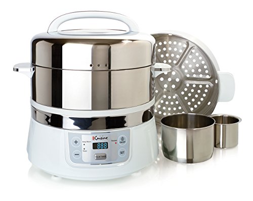 Euro Cuisine Electric Food Steamer, White/Stainless Steel Guarantee: three years