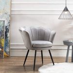 Mordern Velvet Bedroom Chair,Comfy Upholstered Flower Accent Chair Single Sofa for Living Room/Bedroom(Grey)