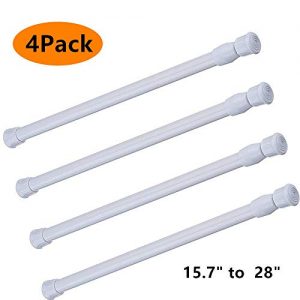 Tension Rods, 4 Pack Adjustable Spring Steel Cupboard Bars Tension Curtain Rod shower Rod Extendable Width