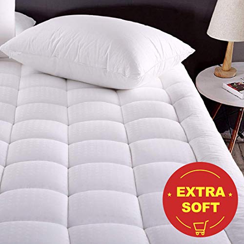 MEROUS Cal King Size Cotton Mattress Pad - Pillow Top Quilted Mattress Topper,Fitted 8-21 Inch Deep Pocket Mattress Pad Cover