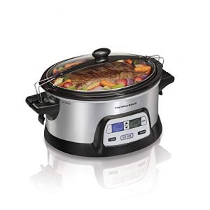 Hamilton Beach Stay or Go Portable 6-Quart Programmable Slow Cooker With FlexCook Dual Digital Timer for 2 Heat Settings, Lid Lock (33861)