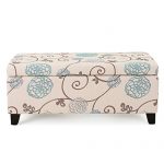 Christopher Knight Home Breanna Fabric Storage Ottoman, White And Blue Floral