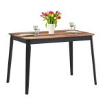 Giantex Wood Dining Table, Rectangular Kitchen Table, Modern Home Furniture for Dining Room (Walnut & Black)