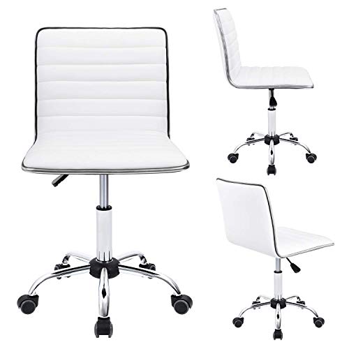 Furmax Mid Back Task Chair,Low Back Leather Swivel Office Chair Furmax Mid Back Task Chair,Low Back Leather Swivel Office Chair,Computer Desk Chair Retro with Armless Ribbed (White).