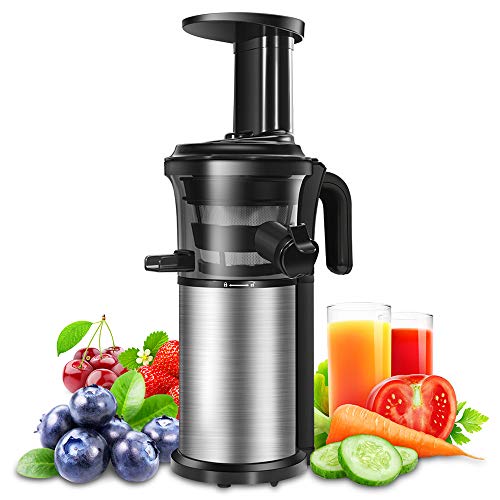 Juicer Slow Juicer Machine Portable Vertical Cold Press Juicer with Reversal Function, BPA-free Masticating Juicer with Juice Jug and Clean Brush for Vegetables and Fruits